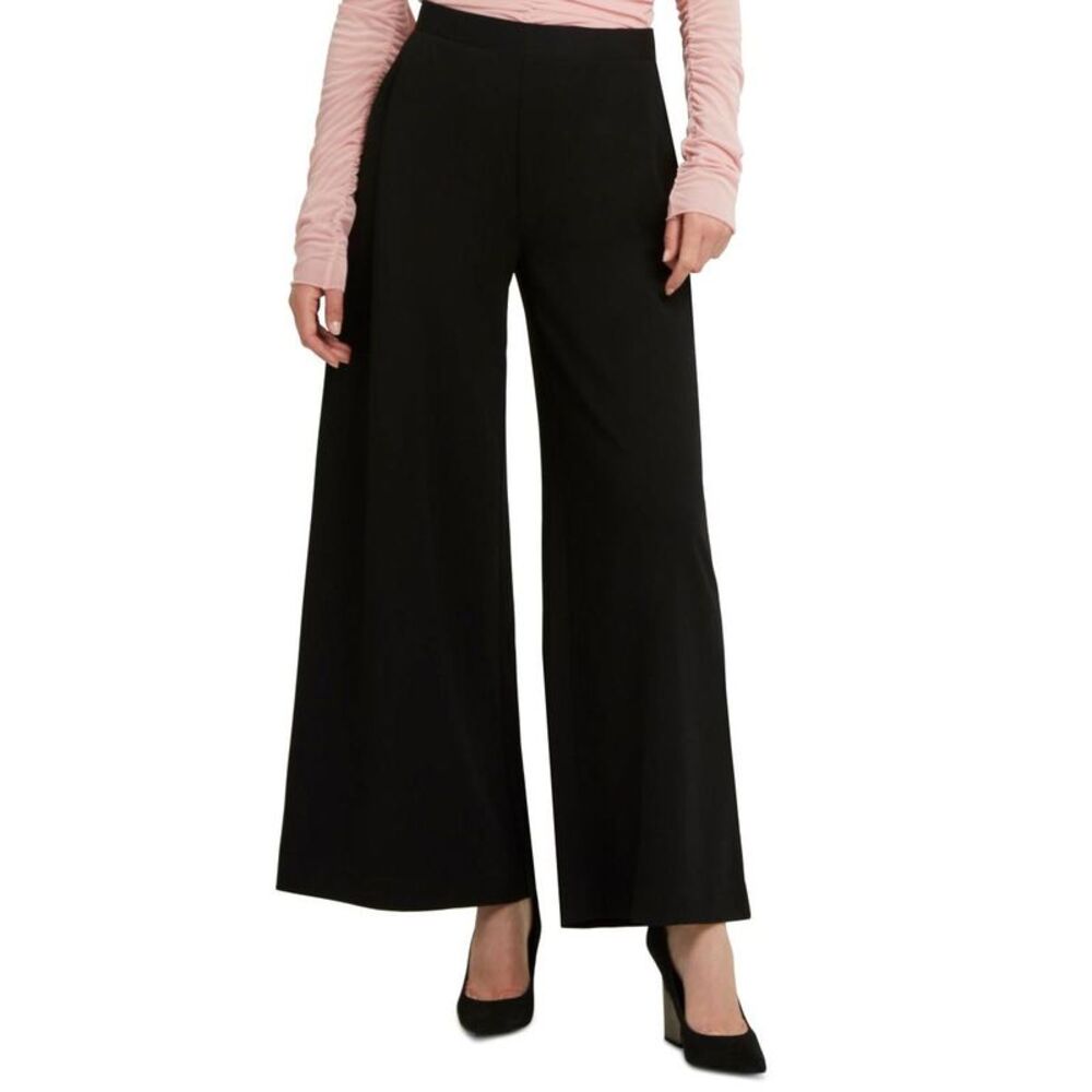 H Halston Womens Black Pull On Office Work Wear Wide Leg Pants NWT